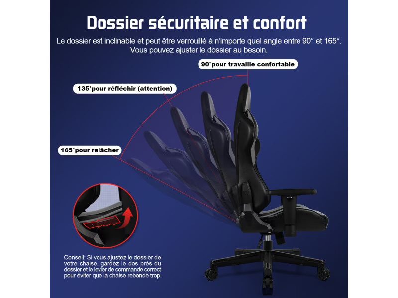 fauteuil gamer conforama chaise gaming ergonomique noir